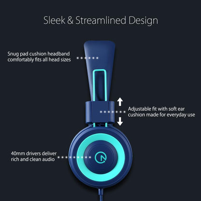 K11 Children's Wired Headphones with 3.5mm Jack in Navy/Teal