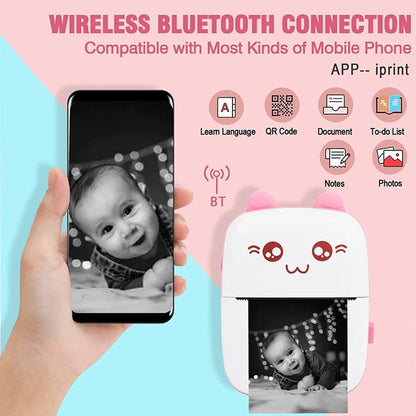 Portable Mini Thermal Printer, Wireless Bluetooth Compatible with iOS and Android for Photo, Receipt, and Label Printing