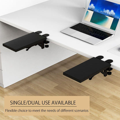 OUGIC Ergonomic Desk Extension Tray - 30 x 15 cm, Clamp-On Design, Foldable Keyboard Drawer with Wrist Rest, Computer Stand