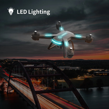 JY03 HD FPV Drone with 1080P Camera, Optical Flow Sensor, LED Lights, and Dual Batteries for Adults and Kids - Black