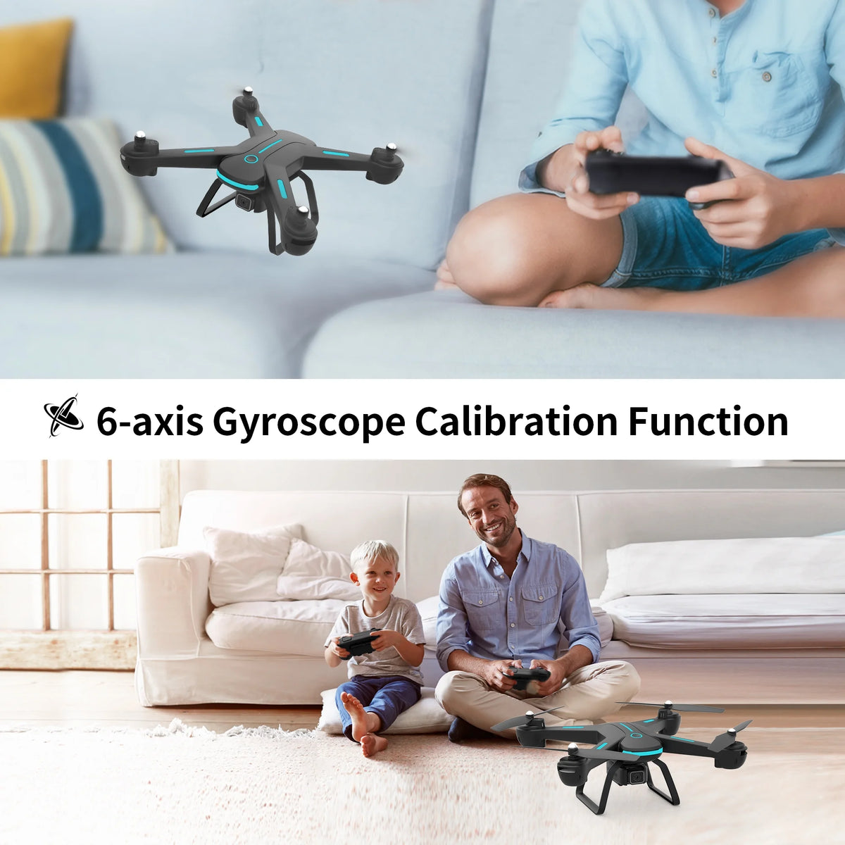 JY03 HD FPV Drone with 1080P Camera, Optical Flow Sensor, LED Lights, and Dual Batteries for Adults and Kids - Black