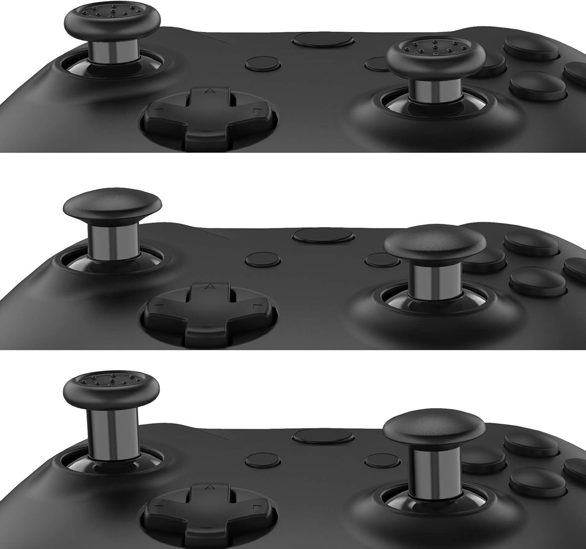 Thumbsgear Interchangeable Thumbsticks for Xbox Controllers - Ergonomic Adjustable Joystick with Black 3 Height Domed & Concave Grips for Xbox Series X/S, Xbox One S/X/Elite