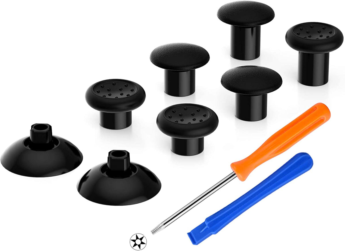 Thumbsgear Interchangeable Thumbsticks for Xbox Controllers - Ergonomic Adjustable Joystick with Black 3 Height Domed & Concave Grips for Xbox Series X/S, Xbox One S/X/Elite