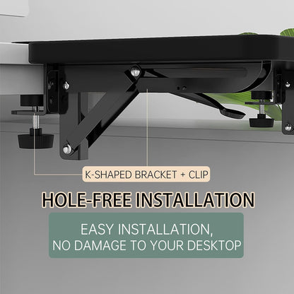 OUGIC Ergonomic Desk Extension Tray - 30 x 15 cm, Clamp-On Design, Foldable Keyboard Drawer with Wrist Rest, Computer Stand