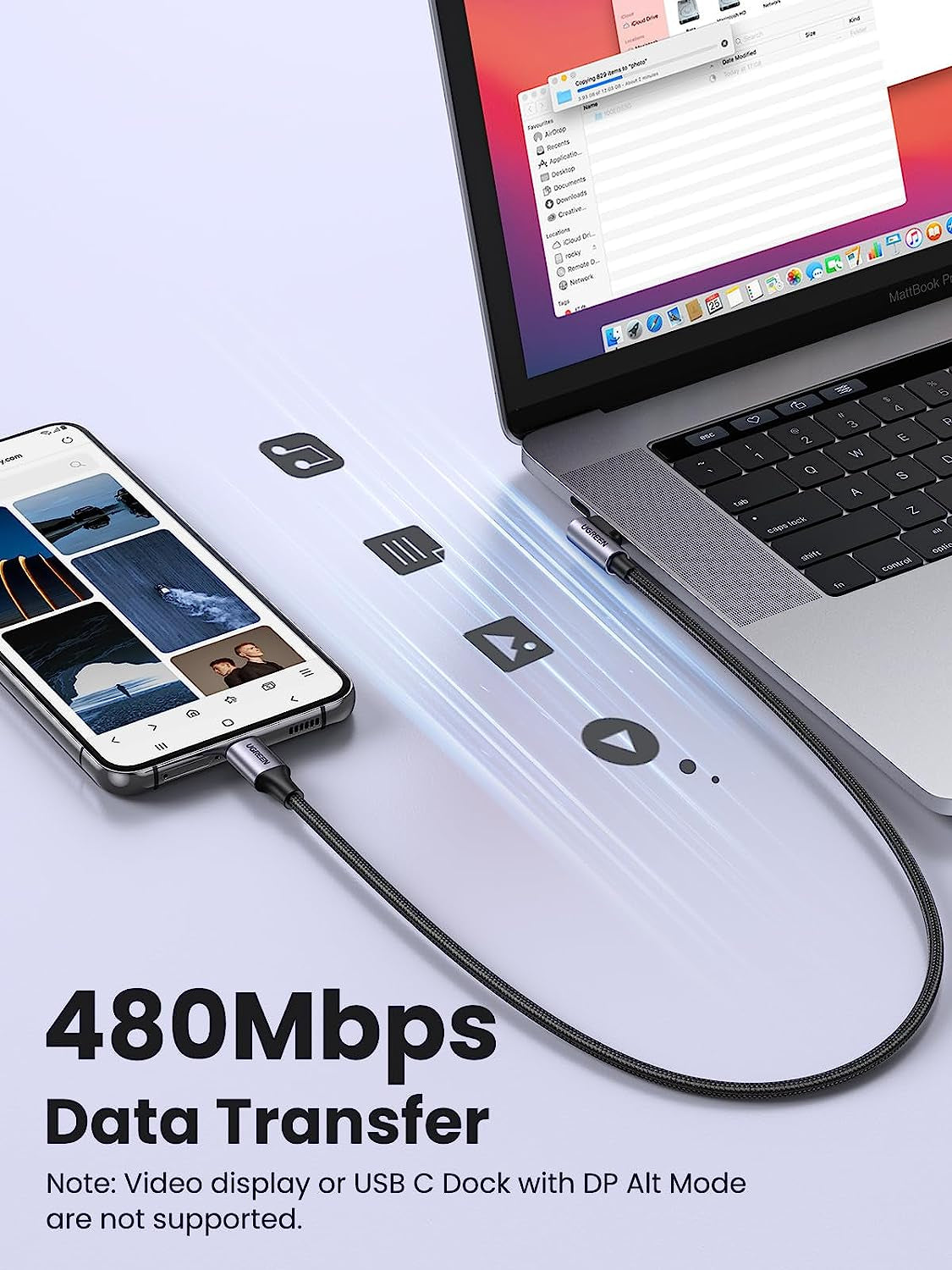 60W Right Angle USB-C Fast Charging Cable, 2-Pack, 6.6 Feet