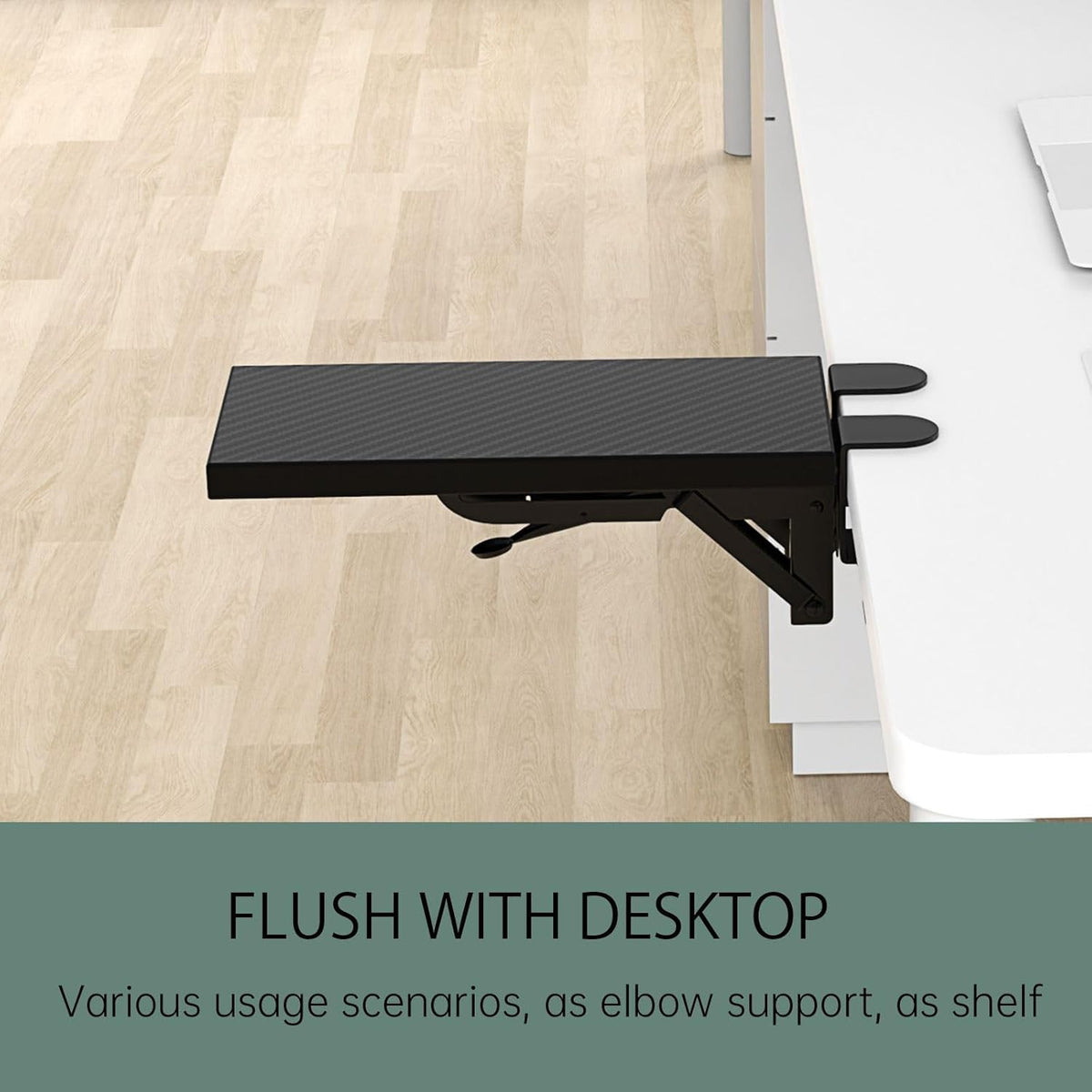 OUGIC Ergonomic Desk Extension Tray - 30 x 15 cm, Clamp-On Design, Foldable Keyboard Drawer with Wrist Rest, Computer Stand