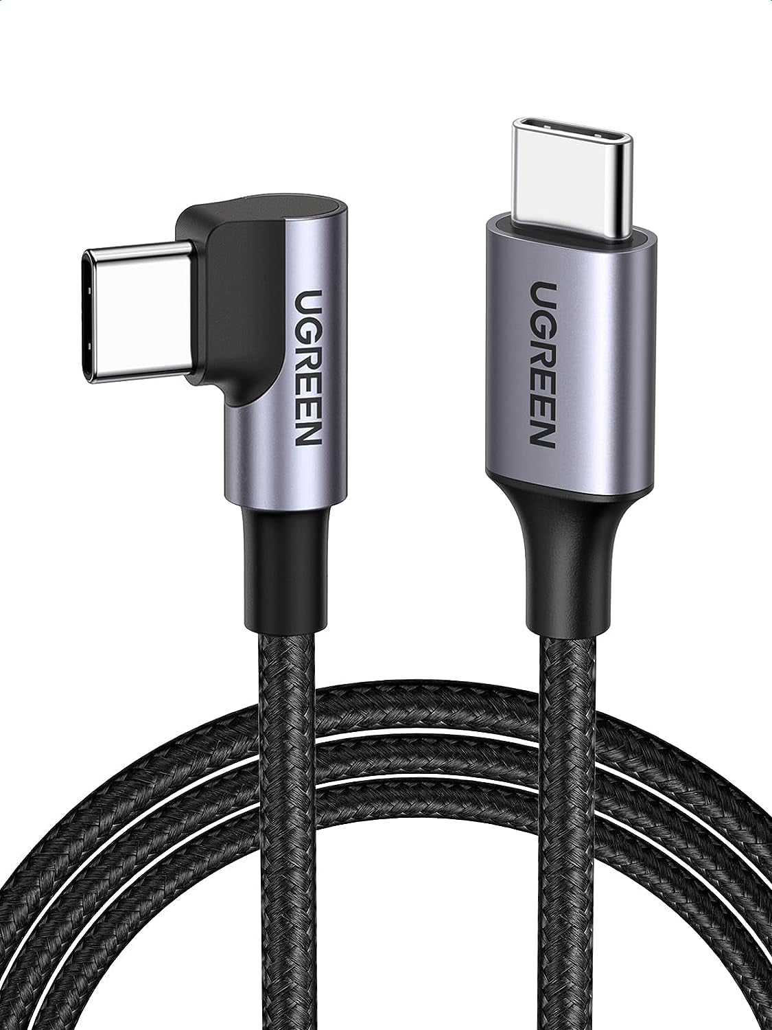 60W Right Angle USB-C Fast Charging Cable, 2-Pack, 6.6 Feet