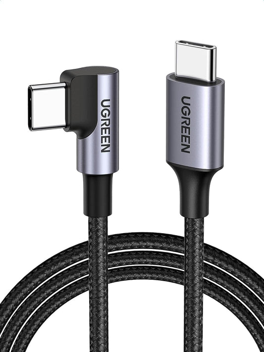 60W Right Angle USB-C Fast Charging Cable, 2-Pack, 6.6 Feet