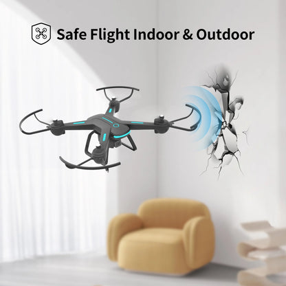 JY03 HD FPV Drone with 1080P Camera, Optical Flow Sensor, LED Lights, and Dual Batteries for Adults and Kids - Black