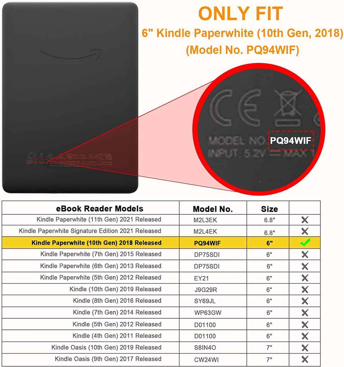 Slimshell Case for 6-Inch Kindle Paperwhite 10th Generation (2018) - Starry Night Design